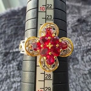 Rare Genuine Red Sapphire Ring in Palladium Sterling Silver size 11